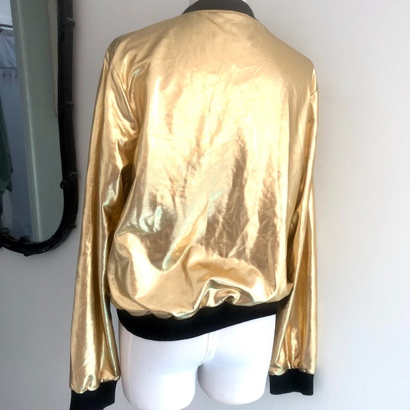 It Girl. Gold Bomber Jacket NWOT - Picture 3 of 8